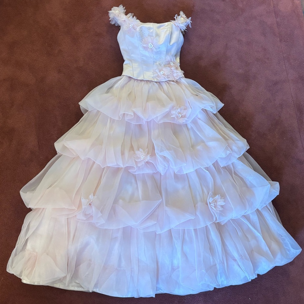 Vintage Light Pink Layered Gown - EXCELLENT condition